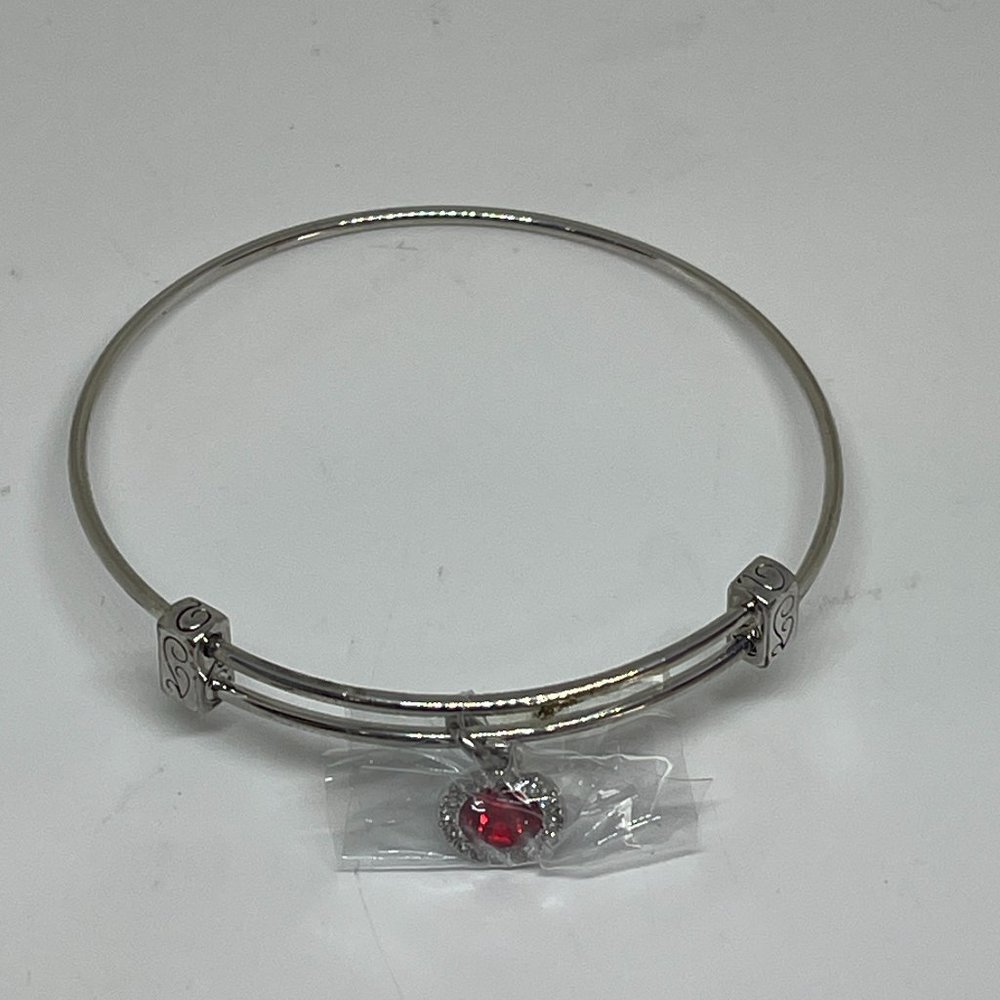 Halle Joy Silver Bracelet Red Birthstone